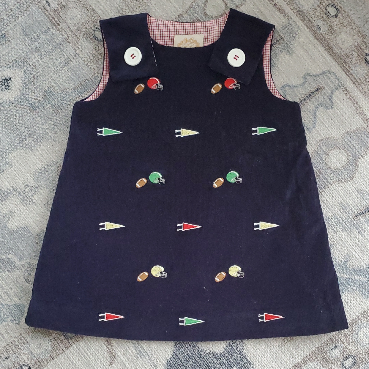 The Beaufort Bonnet Company Critter Juliet Jumper Dress Football Cheer Sz2t